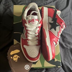 Bape STA Red and White Sneakers